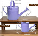 Small Metal Watering Can Set, Pink, 1.2L and 0.23L Garden Cans with Long Spout, Indoor Outdoor Plant Care (Purple) - Image 2
