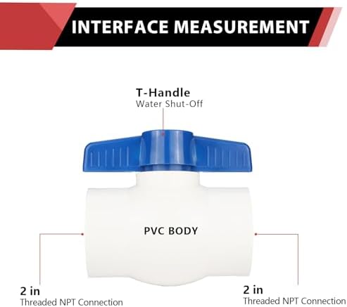4piece EFIELD 2" PVC Ball Valve (FPT Threaded) Schedule 40,Blue Lever - Image 2