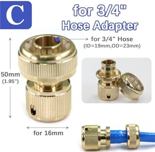 Expandable Garden Hose Repair Kit 3PCS Brass Hose Adapter Quick Coupler Irrigation Connection Faucet Gardening Watering Accessories(3I4 Inch Adapter) - Image 2