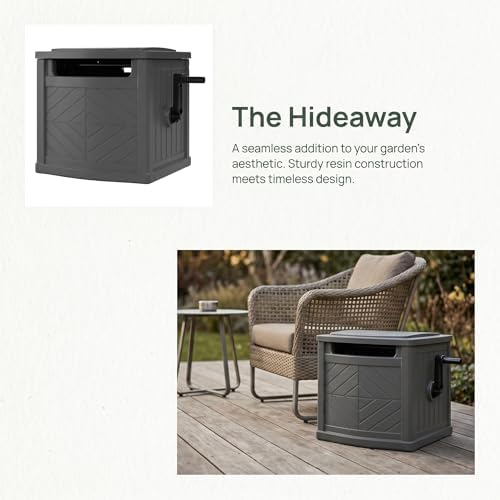 Garden Hose Reel Hideaway Storage Box，Resin Outdoor Container，Outdoor Garden Hose Reel Storage，Garden Hose Holder & Hose Reel for 150FT 5/8 Inch Water Line，No Assembly Required - Image 5