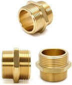 QWORK 2 Pcs Brass Fire Equipment Hex Nipple Adapter with 2 Pcs Fire Hose Nozzle- 1-1/2" Male NPT to 1-1/2" Male NST (NH), for Firefighting, Industrial & Agricultural - Image 4