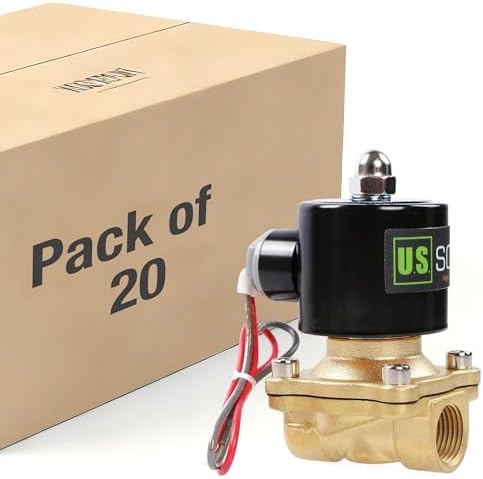 U.S. Solid 1/2 in Brass Electric Solenoid Valve, DC 12 V, Normally Closed, FKM Seal, 4.8 Cv, Semi-Direct, for Air Gas Fuel and Oil by USSolid