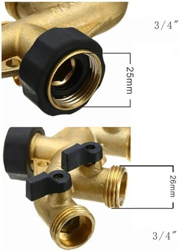 Garden Tap Splitter Brass 2/4 Way Faucet Water Splitter Y Type Garden Hose Splitter Watering Tap Connector Distributor for Outdoor Faucet for Outdoor (2 Way) - Image 4