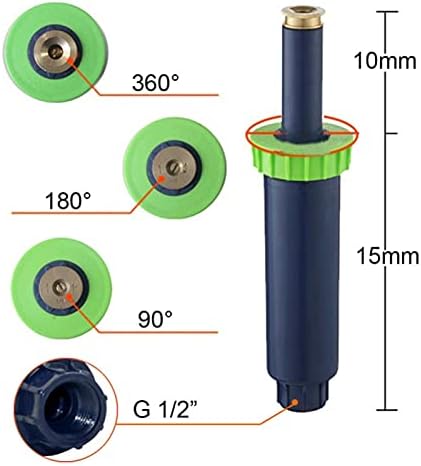 Gardening Irrigation Dripper 90 180 360 Degree Beautification Pop-up Sprinkler Head 1/2 Inch Internal Thread Gear Drive Garden Water Irrigation Lawn Nozzle 15 Pieces (Color : Clear) - Image 4
