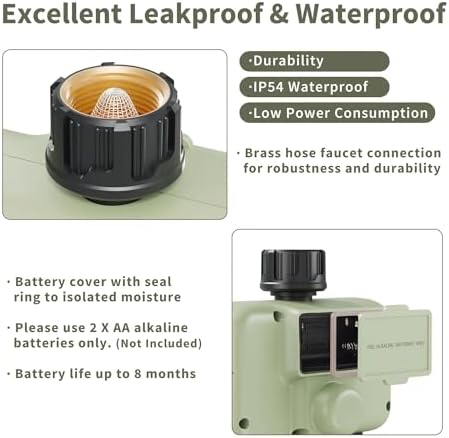 Garden Water Timer 3 Outlet for Garden Hose Programmable Automatic - Image 2