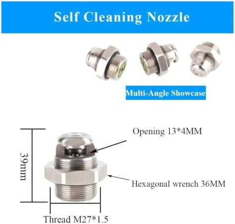 M27*1.5 3/4 Self-cleaning Fan-shaped Nozzle Stainless Steel High Pressure Anti-clogging Water Spray(M27 1.5 male) - Image 2