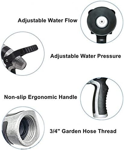 Xiaochen Heavy Duty Adjustable Garden Hose Nozzle Garden Hose Nozzle Sprayer for 3/4 Inches GHT, Heavy Duty Water Hose Nozzle for Washing High Pressure Adjustable Sprayer - Image 3