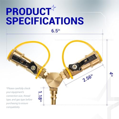 BlueStars [100% Solid Brass] 1/4" RV Propane Quick Connect Y Splitter - Image 4