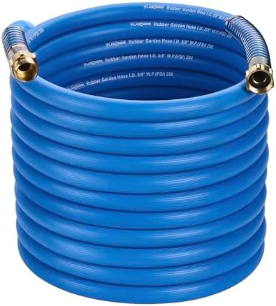 5/8 IN. × 90FT. Heavy Duty Rubber Garden Hose, High Flow 5/8" I.D. Brass Fitting No Memory Durable Heavy Duty Water Hose for Watering, Irrigation, Water Transfer Pump by Flaronro