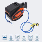 VINGVO Wall Mounted Hose Reel, 30m Retractable with 10 Nozzle - Image 4
