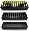 RooTrimmer 10 Pack 1020 Trays No Holes and 10 Pack 72 Cell Seed Starter Tray, 20" x 10" - Heavy Duty Reusable Plastic Seed Starter Kit for Microgreens, Seed Germination & Plant Propagation (10 Sets) by RooTrimmer