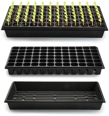 RooTrimmer 10 Pack 1020 Trays No Holes and 10 Pack 72 Cell Seed Starter Tray, 20" x 10" - Heavy Duty Reusable Plastic Seed Starter Kit for Microgreens, Seed Germination & Plant Propagation (10 Sets) by RooTrimmer
