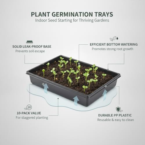 Plant Germination Trays, 10-Pack Solid Bottom Seedling Trays for Indoor Gardening and Bottom Watering, 17.3 x 11.4 Inches (Set of 10) - Image 4