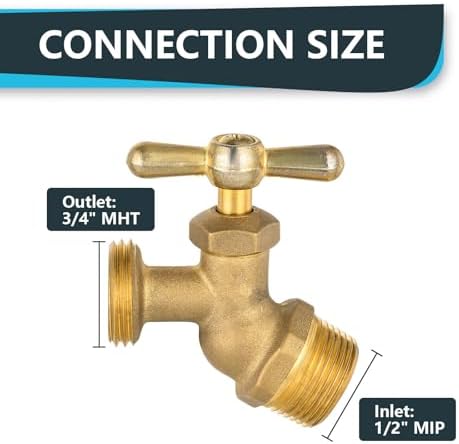 30Pack Seelink 1/2" MIP x 3/4" MHT No-Kink Hose Bibb Valve - Image 2
