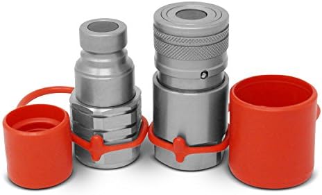 Summit Hydraulics 3/4" NPT Skid Steer Flat Face Hydraulic Quick Connect Couplers/Couplings Set w/Dust Caps by SummitHydraulics