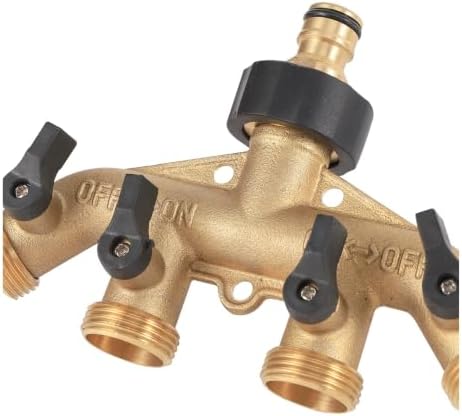 3/4 Inch Brass 4 Way Water Tap Splitter Garden Hose Manifold - Image 3