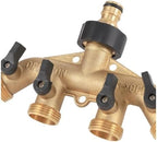 3/4 Inch Brass 4 Way Water Tap Splitter Garden Hose Manifold - Image 3