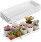 Cinnvoice 4 Pcs 24 x 8 x 1.6 Inch Rectangle Plant Saucer Tray, White by QinYee