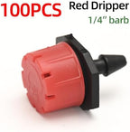 Adjustable Irrigation Drippers 1/4" Drip Irrigation Drippers Micro Plant Water Dripper System Garden Connector Watering & Self(100 PC DRIPPER) - Image 2