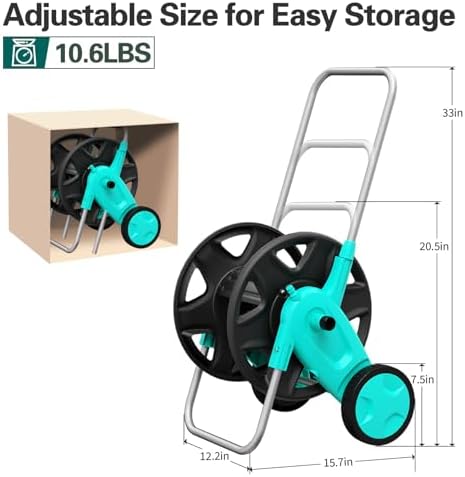 Portable Garden Hose Reel Cart, Hold Up to 100-120 Ft of 5/8 Inch Hose - Image 2