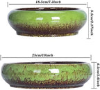 Succulent Pots, 7.3/10 Inch Large Bonsai Pots with Tray Set of 2 - Image 5
