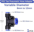 For Variable Diameter For Tee Hose Adapter Slip Lock For Pneumatic Tube Fittings For Quick Insert For DIY For Garden Irrigation For Connect Repair 1 Pcs/5 Pcs(PEG 8mm to 12mm,5 pcs) - Image 2