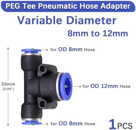 For Variable Diameter For Tee Hose Adapter Slip Lock For Pneumatic Tube Fittings For Quick Insert For DIY For Garden Irrigation For Connect Repair 1 Pcs/5 Pcs(PEG 8mm to 12mm,5 pcs) - Image 2