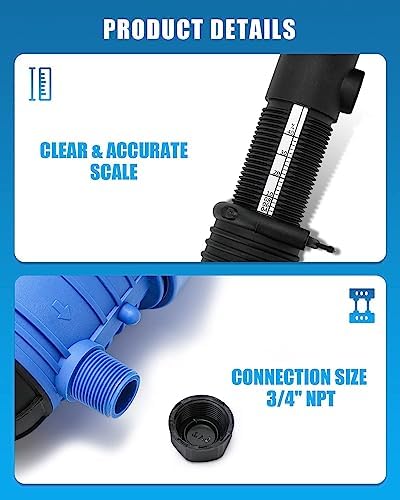 NEWTRY 1:250 to 1:25 Fertilizer Injector for Drip Irrigation Adjustable Water Powered Dosing Pump 3/4" NPT - Image 5