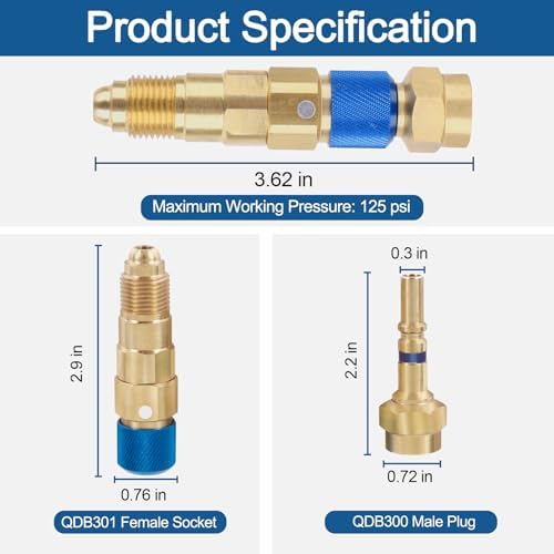 QDB33 Argon Hose Quick Connect Fittings, Argon Inert Gas Hose Fittings,Gold - Image 6