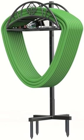 Generic Sturdy Hose Hanger Hose Reel Rack Stand Garden Hose Holder Water Hose Reel Water Hose Holders For Outside Heavy Duty Freestanding Garden Hose With 4 Spikes For Lawn Garden Yard-Black by Unknown