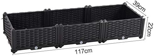 Hershii Plastic Rectangular Raised Garden Bed Indoor Outdoor Planter Box Kit Container for Growing Vegetables, Plants, Herbs, Flowers & Succulents - Black - 46.06 X 15.35 X 8.66 Inches - Image 3