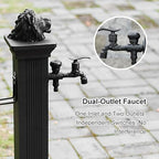 Freestanding Garden Water Column, Antifreeze Water Fountain Post, Hose Holder with Double Outlet Faucet for Villa Courtyard Camping(114cm/44in) - Image 3