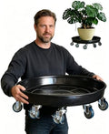 Rolling Planter Caddy(570lbs Capacity), Heavy Duty Metal Plant Stand with Brake Wheels Plant Dolly Mover Plant Pot Tray Saucer for Indoor Outdoor 20 Inches Black by SKAFORZ