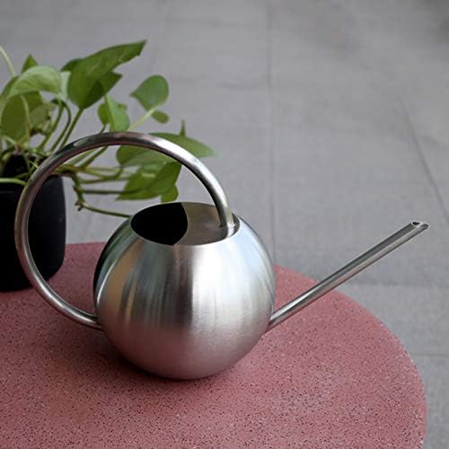 Long Nozzle Watering Can 1000ml Stainless Steel Metal European Plant Pot Sprinkler with Handle for Garden Household Tool (Color : Silver) - Image 3