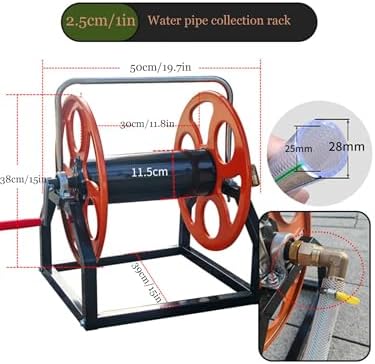 Heavy Duty Metal Garden Hose Reel, Wall Mountable for 1/2 3/4 1 Inch Hoses, Portable Hose Organizer for Lawn Watering & Cable Storage,2.5cm/1in - Image 5