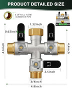 3 Way Hose Splitter, Heavy Duty Brass Garden Water Hose Splitter - Image 2