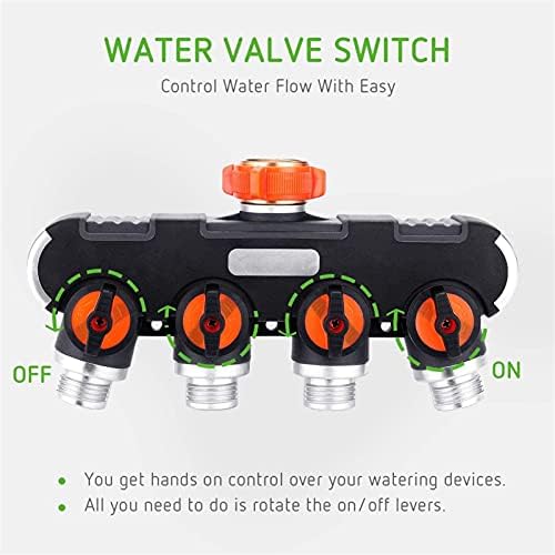 Zkenyao-Brass Connector 4 Way Garden Hose Splitter Water Hose Connector, Faucet Adapter with Comfortable Rubberized Grip for Drip Irrigation Lawns, Simple to Install - Image 4