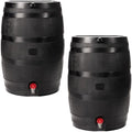RTS Home Accents 50-Gallon ECO Rain Barrel Made with 100% Recycled Plastic, Flat Back Rain Water Collection Barrel, Link Kit Included, Black (2 Pack) by RTSCompaniesInc