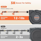 Upgraded Retractable Garden Hose Reel 1/2 inch x 155 ft Any Length Lock 9 Pattern Nozzle Wall-Mounted Automatic Slow Return 180° Swivel UV Resistant Heavy Duty Hose Reels for Outside - Image 5