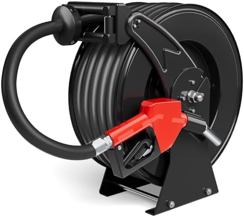 Fuel Hose Reel 3/4" x 50 ft, Retractable Diesel Reel with Nozzle by Brearo