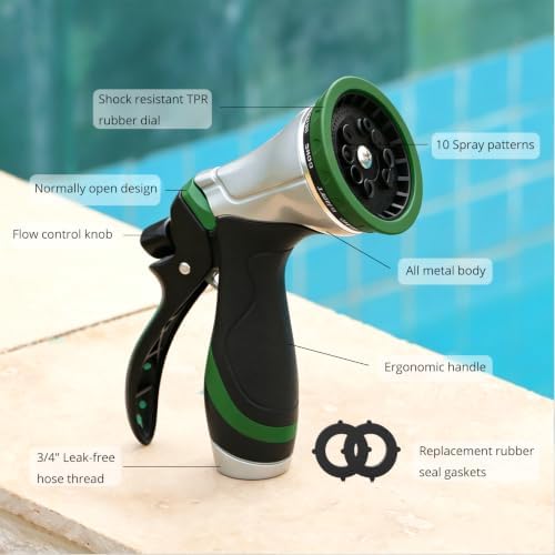 QUOBAS Metal Garden Hose Nozzle, Heavy Duty Water Hose Sprayer, Leak Proof - Image 3