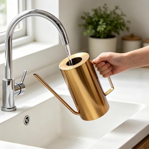 1.5L/50.7oz Watering Can with Long Spout, Stainless Steel Indoor Planter - Image 4