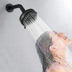 Matte Black Shower System with High Pressure 6-Spray Rain Shower Head, 360° Rotatable Anti-Clog Silicone Nozzles, Wall-Mounted Shower Faucet Set, Rustproof ABS for Bathroom Upgrade - Image 2