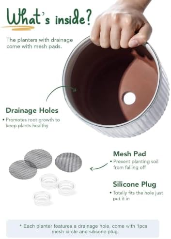 LE TAUCI Ceramic Pots for Plants, 8+6.7+5.5 Inch Plant Pots Indoor, Flower Pot with Drainage Holes, Medium Cylinder Planters for Indoor House Plants, Set of 3, Reactive Glaze White - Image 6