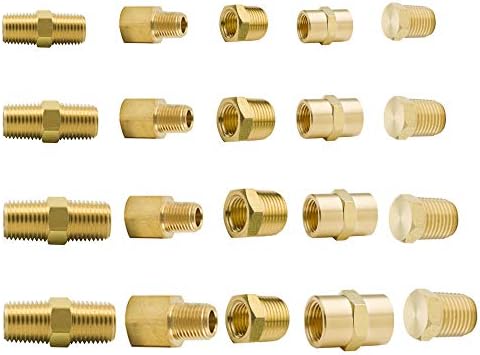 MeiChi 64pcs Brass Pipe Fitting Assortment Kits Hex Head Plug + Reducing NPT Adapter + Reducer Bushing + Hex Nipple + Hex Coupling for 1200 PSI by TLTOOLEGIN