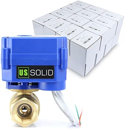 U.S. Solid Motorized Ball Valve- 3/4" Brass Ball Valve with Standard Port, 9-24V AC/DC and 2 Wire Auto Return Setup (Pack of 25) by USSolid