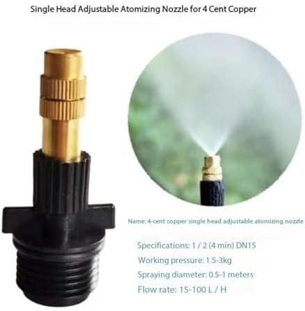 Adjustable Flow Brass Spray Nozzle + Connector Drip Irrigation Nozzle Outdoor Botanical Garden Courtyard Greenhouse Cooling Spray System 50pc Copper Nozzle +4 Points External Thread - Image 5