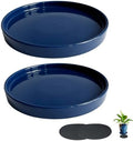 Yukfona Ceramic Plant Saucer Tray 2 Pcs 12 Inch Blue, 12.5" OD x11.9 ID x1.6 Deep| Fits Flower pots Bottom≤ 11.9", Heavy Duty Glazed Round Planter Drip with Catch Basin for Indoor Outdoor Plants by YUKFONA