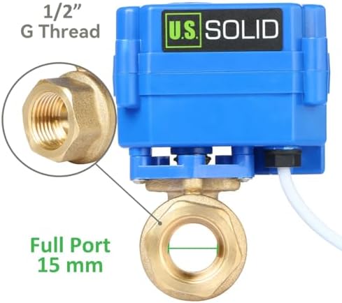 U.S. Solid Motorized Ball Valve- 1/2" Brass Ball Valve with Full Port, 9-24V AC/DC and 2 Wire Auto Return Setup, Normally Open - Image 4