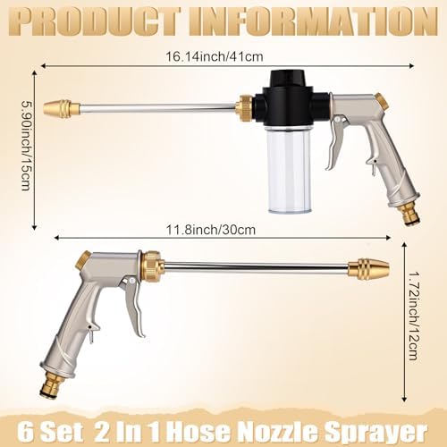 Lounsweer 6 Pack 2 In 1 High Pressure Hose Nozzle with Soap Foam Sprayer - Image 2